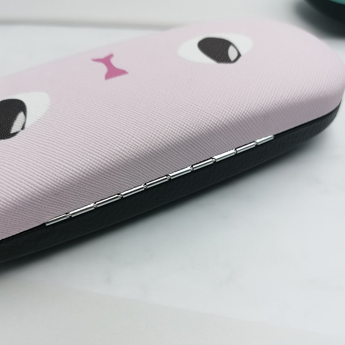 Yakkalik qattiq qopqoqli ko'zoynak qutisi jozibali qo'l bilan bo'yalgan multfilm dizayni bilan. Ushbu mustahkam ushlagich ko'zoynaklaringizni himoya qiladi va erkaklar va ayollar uchun mos keladi. Portativ temir quti kattalar uchun harakatda juda qulay.