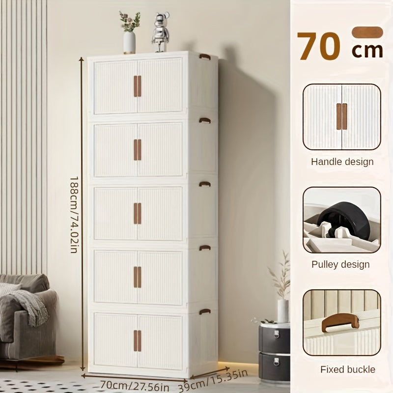 Foldable Plastic Storage Bin with 4/5 Tiers Large Capacity for Clothes Toys Books