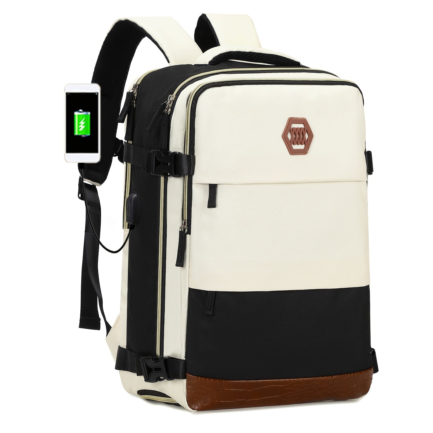 Women's Travel Backpack with Shoe Compartment Laptop Sleeve USB Charging Port and Adjustable Straps