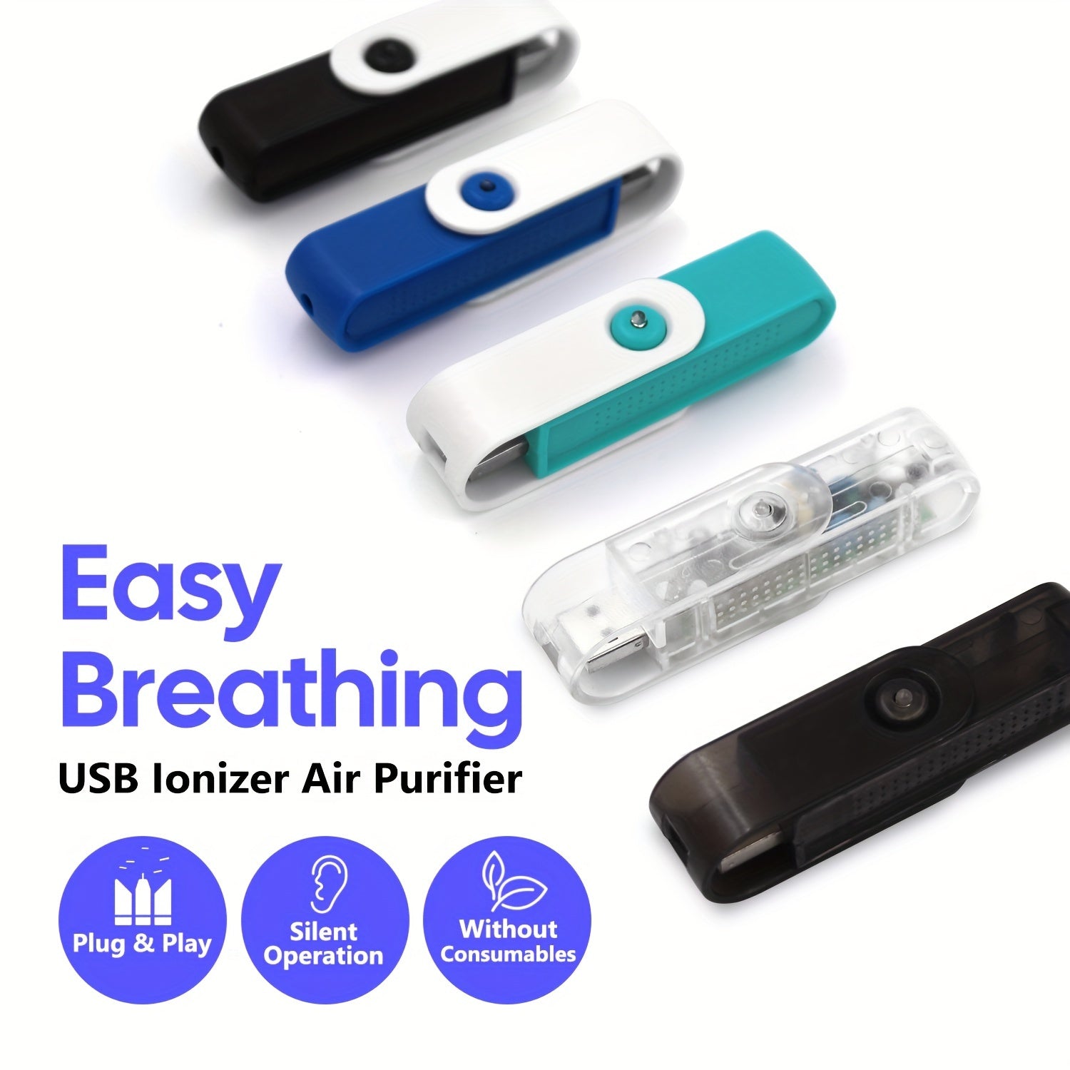 Mini Portable USB Air Purifier Negative Ion Freshener for Car Office Home