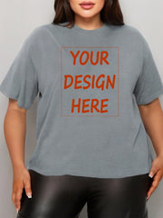 Plus Size Women's Customizable Breathable Short Sleeve T-Shirt