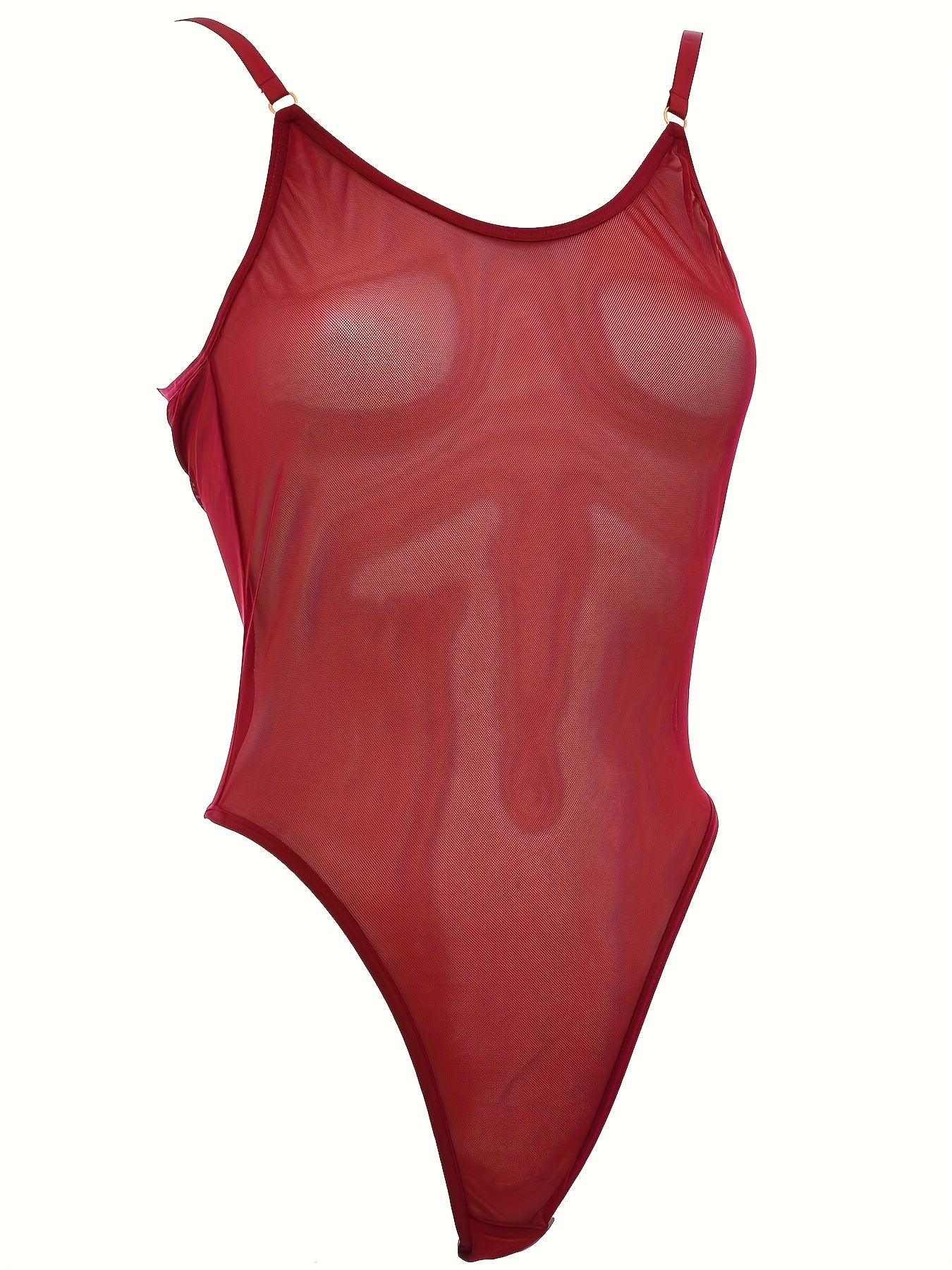 Women's Mesh Sleeveless Teddy and Sheer Backless Thong Bodysuit Lingerie