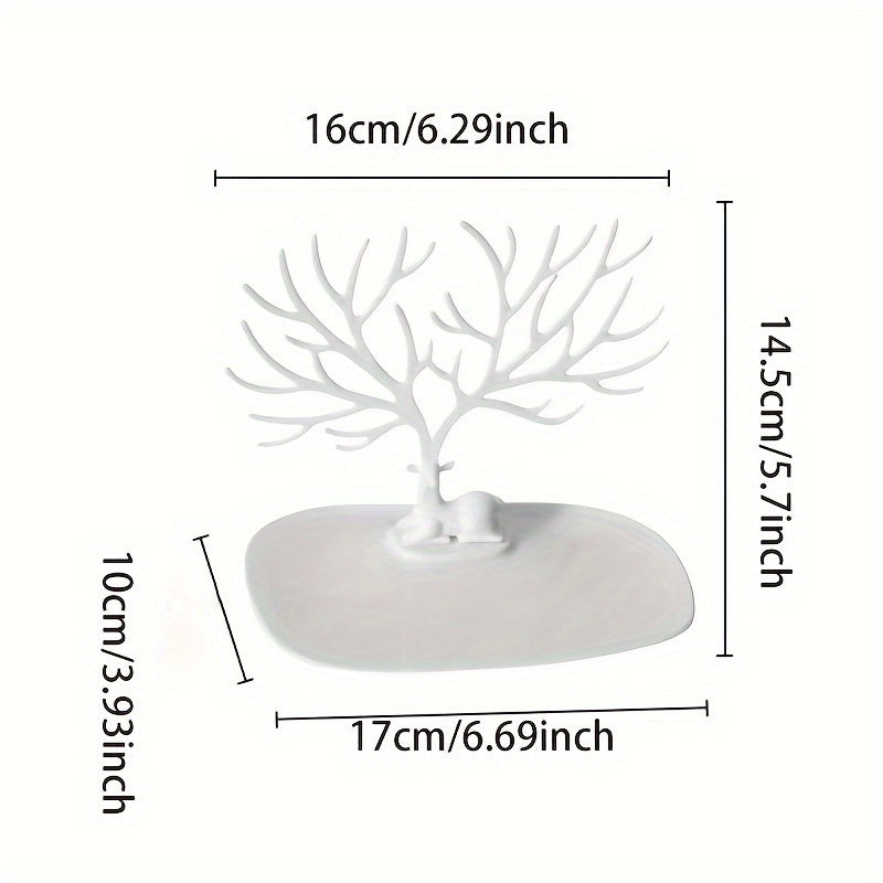 Deer-Shaped Jewelry Display Stand Nordic Style Earring and Bracelet Organizer Plastic Tabletop Mount