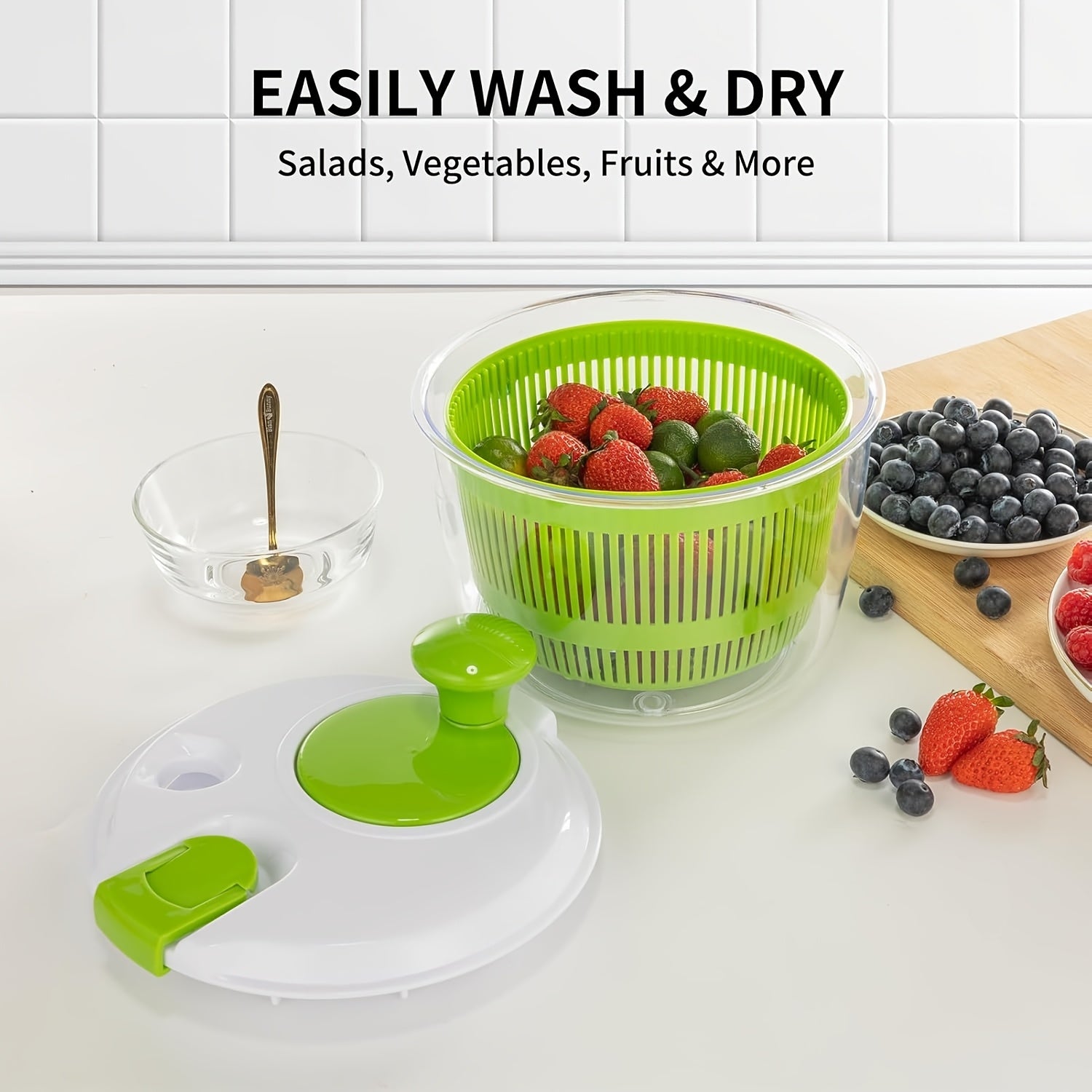 Plastic Salad Spinner with Filter Basket for Drying Fruits and Vegetables