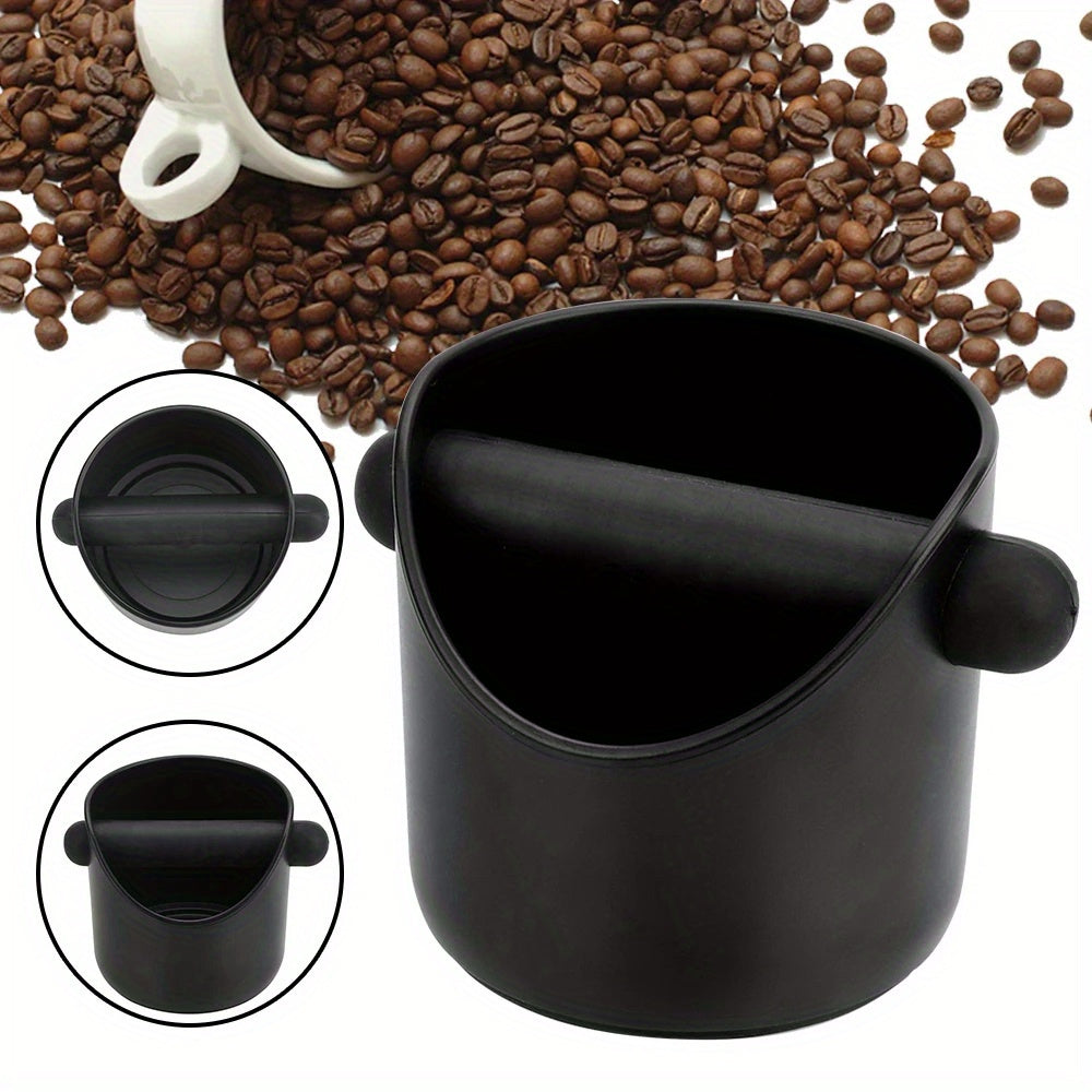 Coffee Knock Box with Shock Absorbing Feature Non-Slip Base and Detachable Stirrer