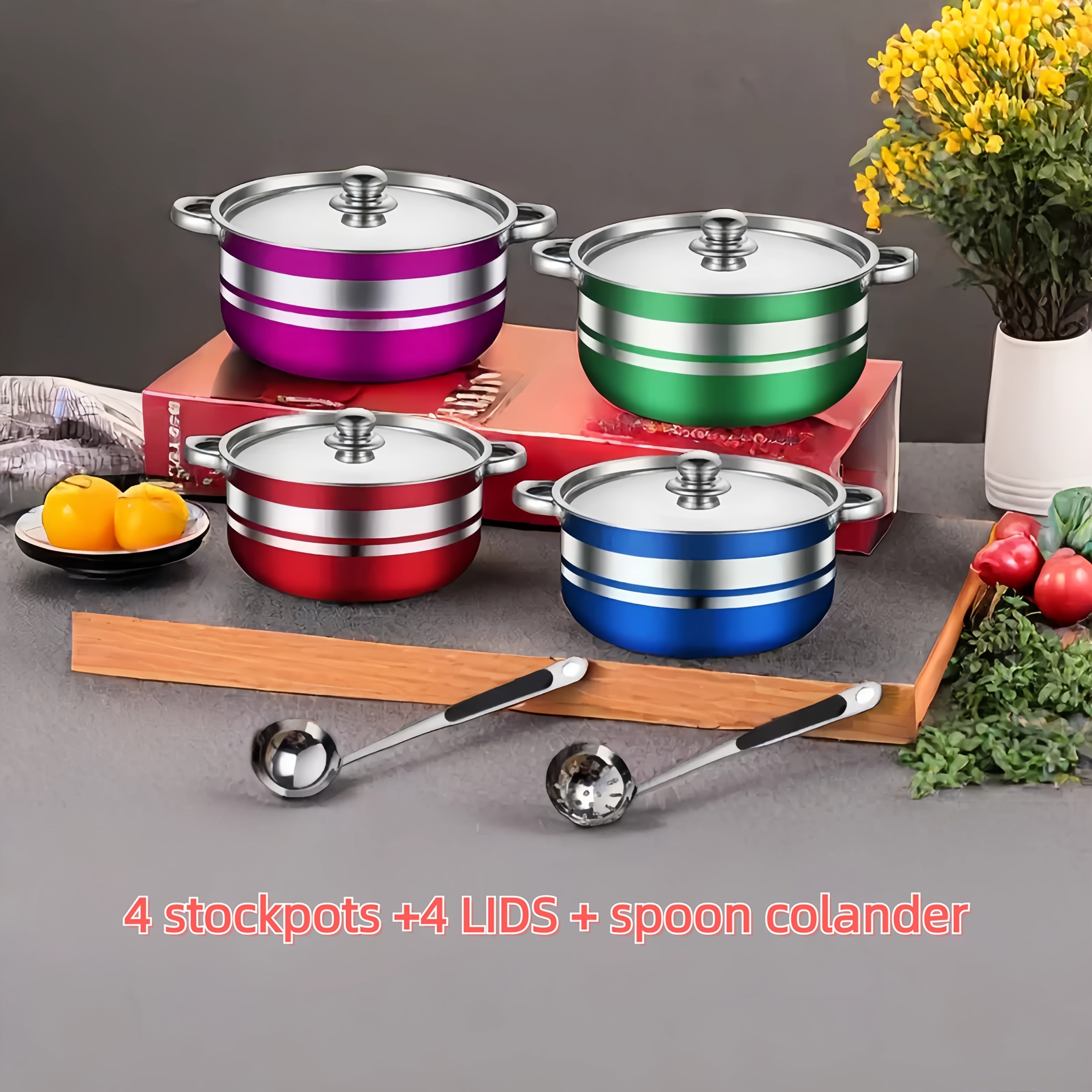 Stainless Steel Cookware Set 10 Pieces with Lids, Versatile Pots and Pans