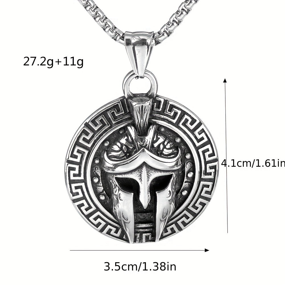 Stylish Spartan Mask Necklace for Men Stainless Steel Pendant Nightclub Wear