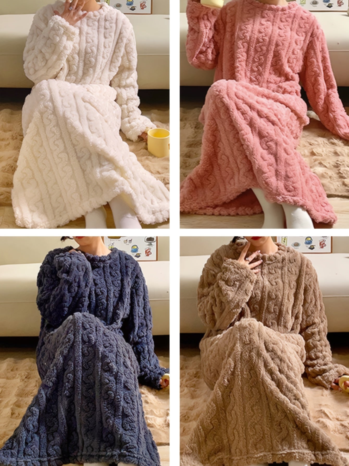 Vestido de talla grande para mujer cálido de manga larga para invierno, mono sobre la rodilla