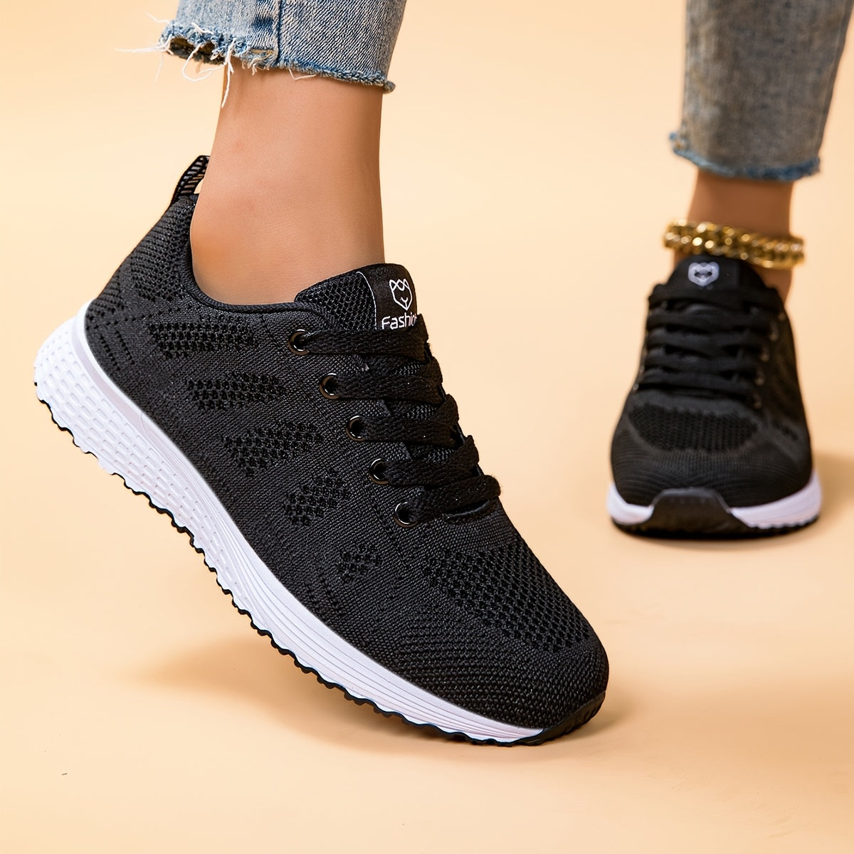 Zapatillas de running ligeras y transpirables para mujer con suela antideslizante negro rosa