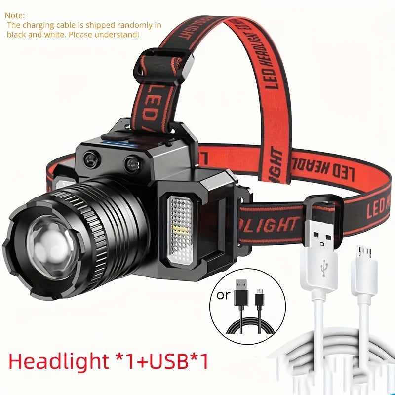 Rechargeable LED Headlamp with Infrared Sensor USB Charging 1500mAh Lithium Battery