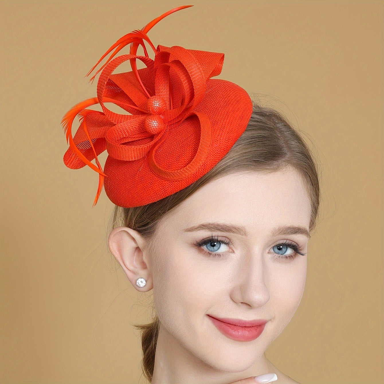 Retro Style Headband with Faux Feathers and Ribbon Knot for Weddings and Events