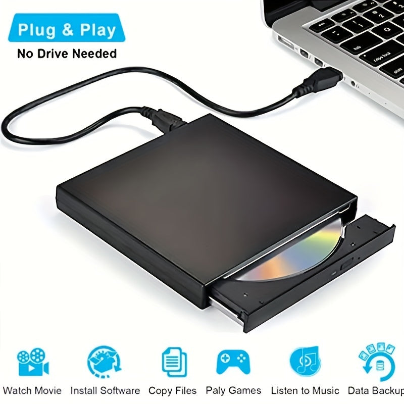 Внешний DVD-привод USB 2.0 портативный тонкий проигрыватель CD/DVD для ноутбука и настольного компьютера