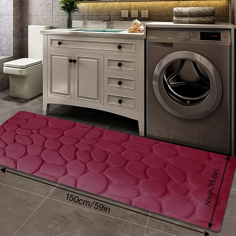 Alfombra de baño de espuma viscoelástica con relieve de piedra, antideslizante, suave, absorbente y lavable