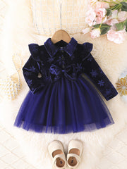 Toddler Girls Floral Print Tutu Dress Long Sleeve Spring Fall Machine Washable