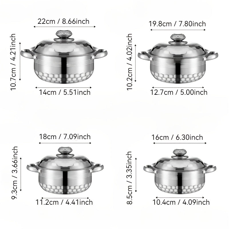 Набор из 8 нержавеющих стальных кастрюль с крышками, антикоррозийные, прочные кухонные принадлежности
