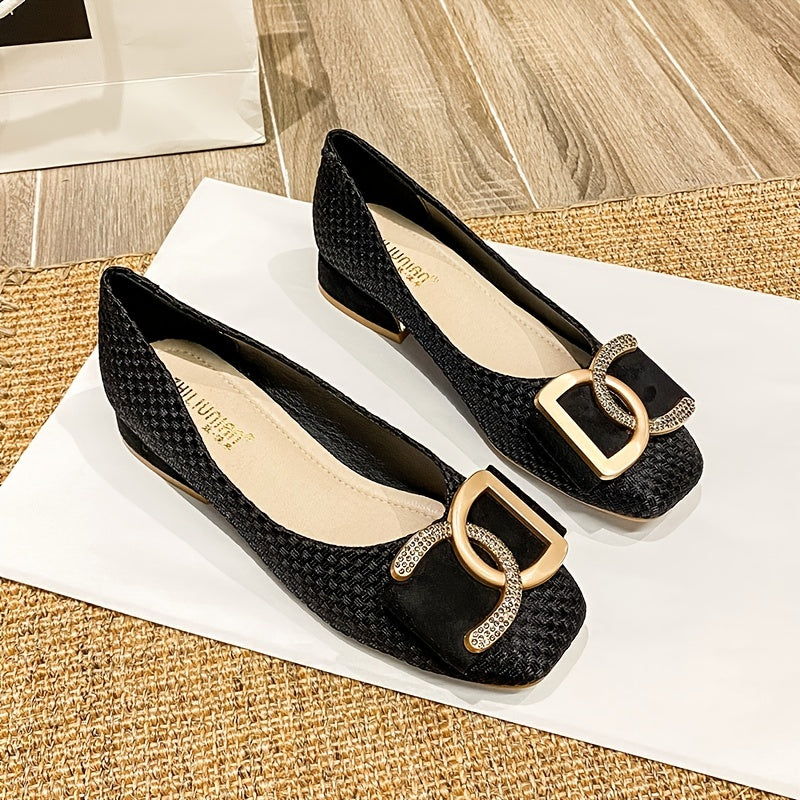Women's Soft Sole Square Toe Low Heel Flat Shoes for Spring and Autumn
