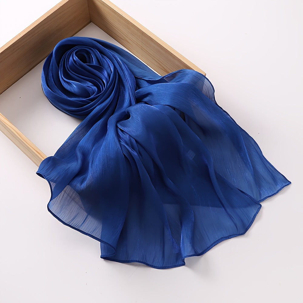 Elegant Organza Scarf with Crinkled Texture Satin Shayla Hijab for Women