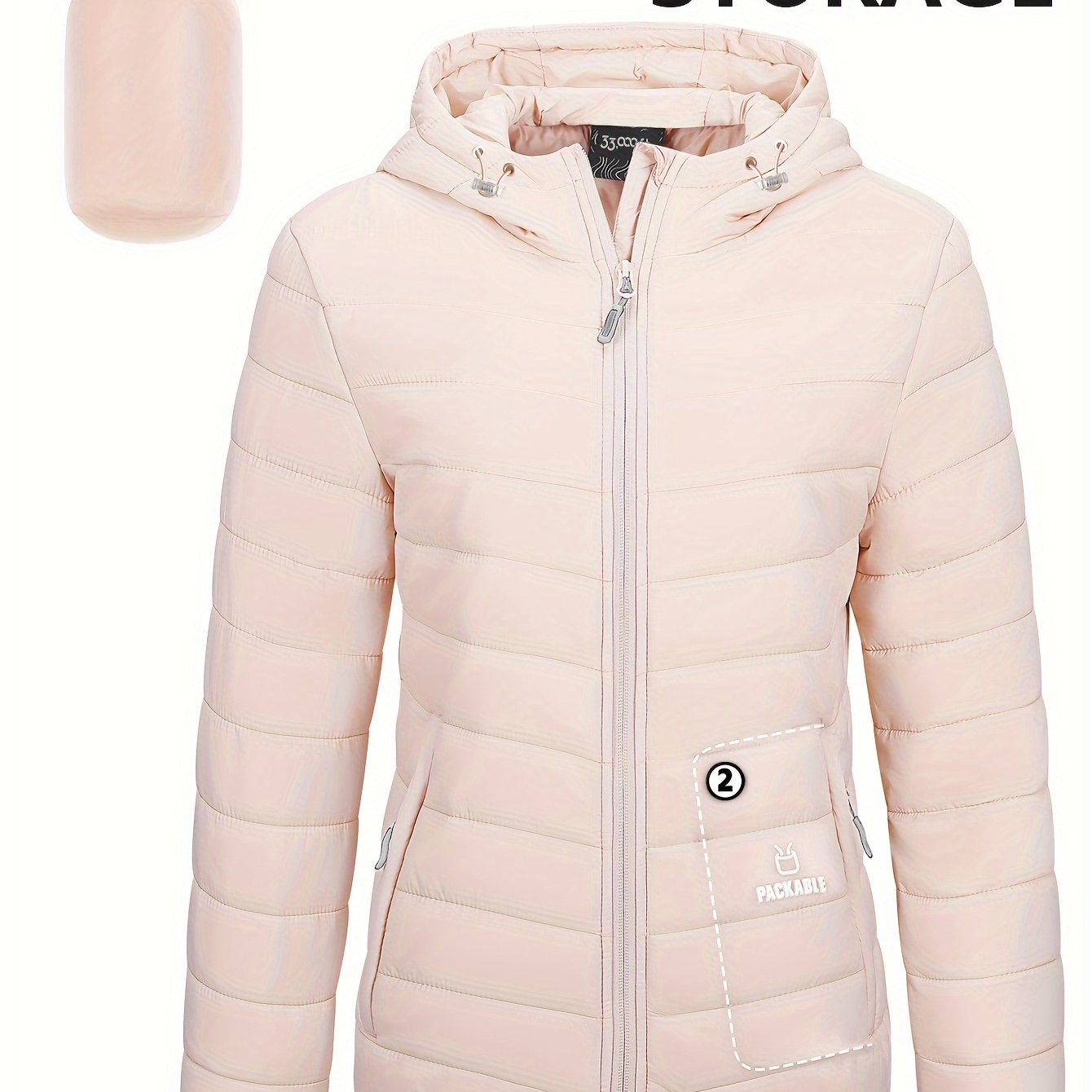 Women's Packable Quilted Puffer Jacket with Hood Waterproof Insulated Teal Blue