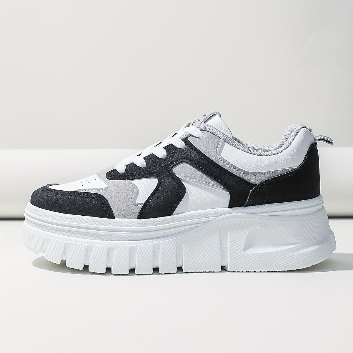 Zapatillas casuales de colorblock para mujer con cordones y plataforma para skate