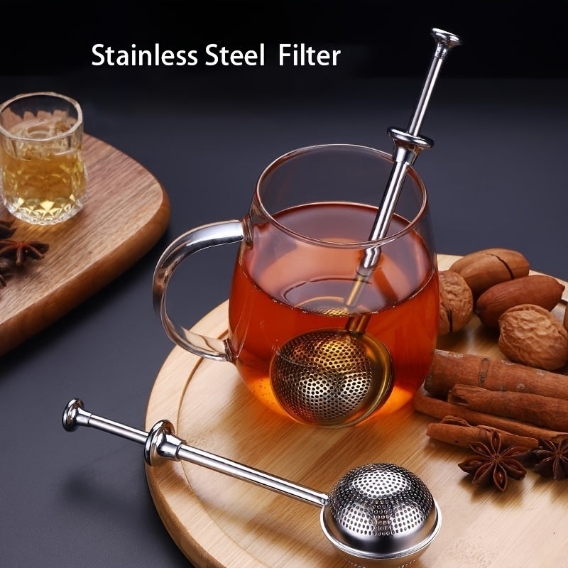Juego de infusores de té de acero inoxidable con mango extensible para té de hoja suelta y especias