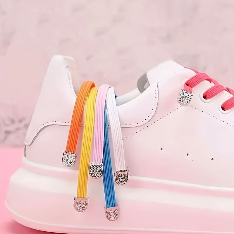 12 Pcs Stainless Steel No-Tie Shoe Clips Diamond-Studded Buckles for Sneakers