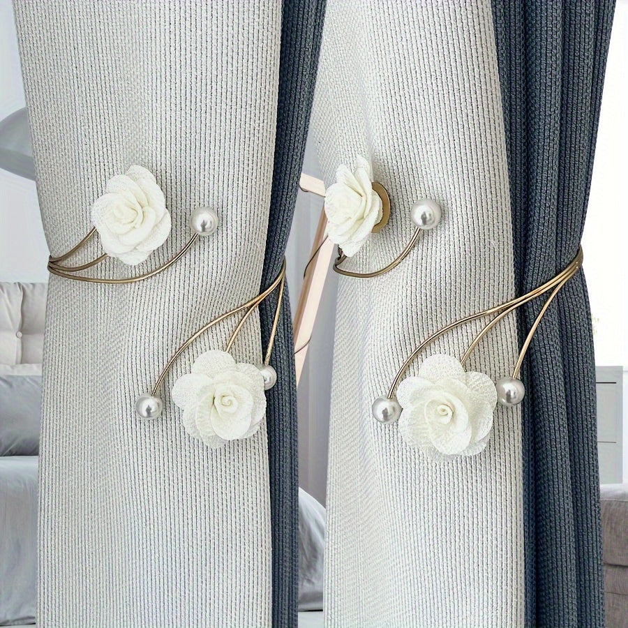 Set of 2 Metal and Polyester Curtain Tiebacks for Holding Back Curtains and Decorative Touch