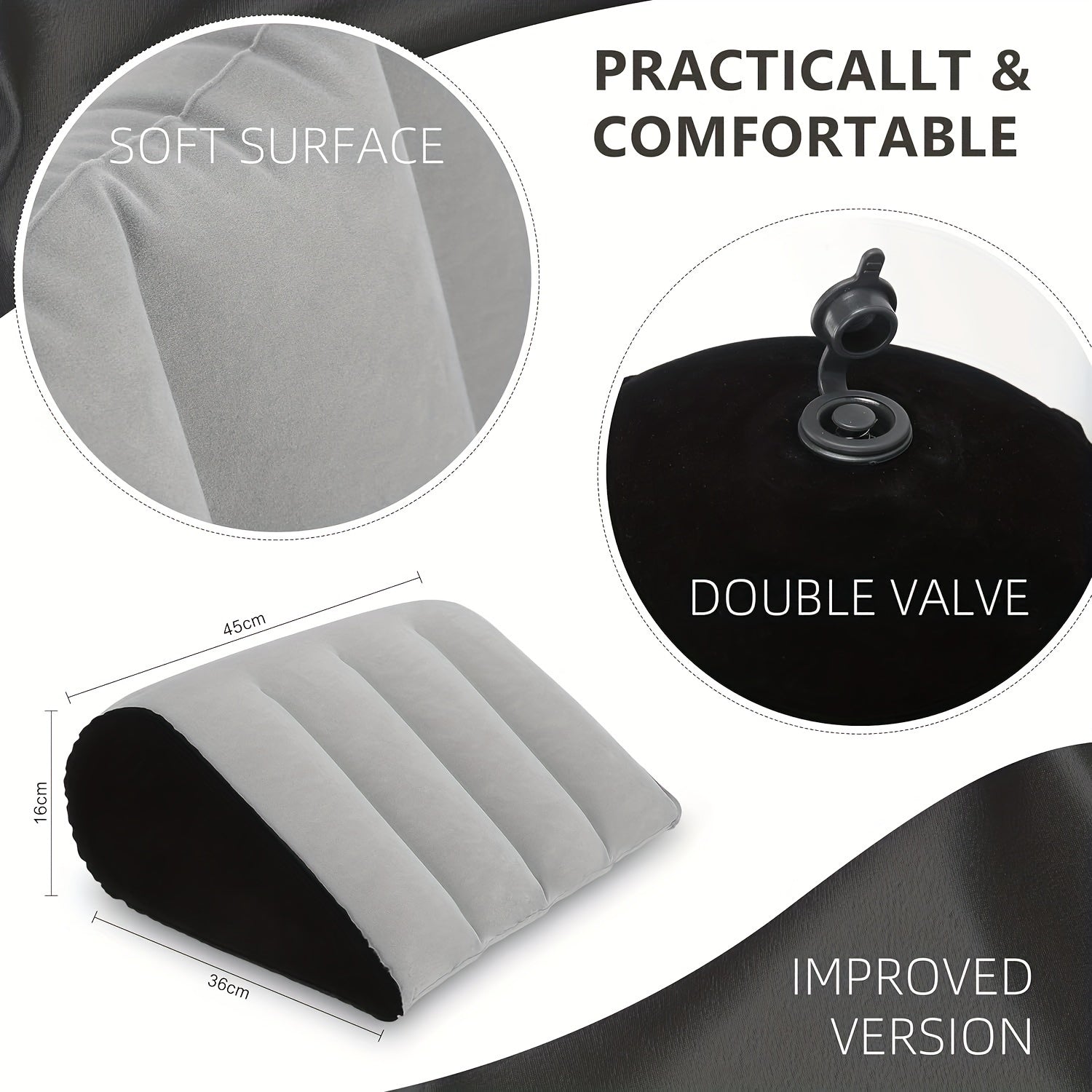 Homilador ayollar uchun mo'ljallangan inflatsiyalanuvchi PVC yostiq, turli maqsadlar uchun ko'p funksiyali va portativ uchburchak yostiq