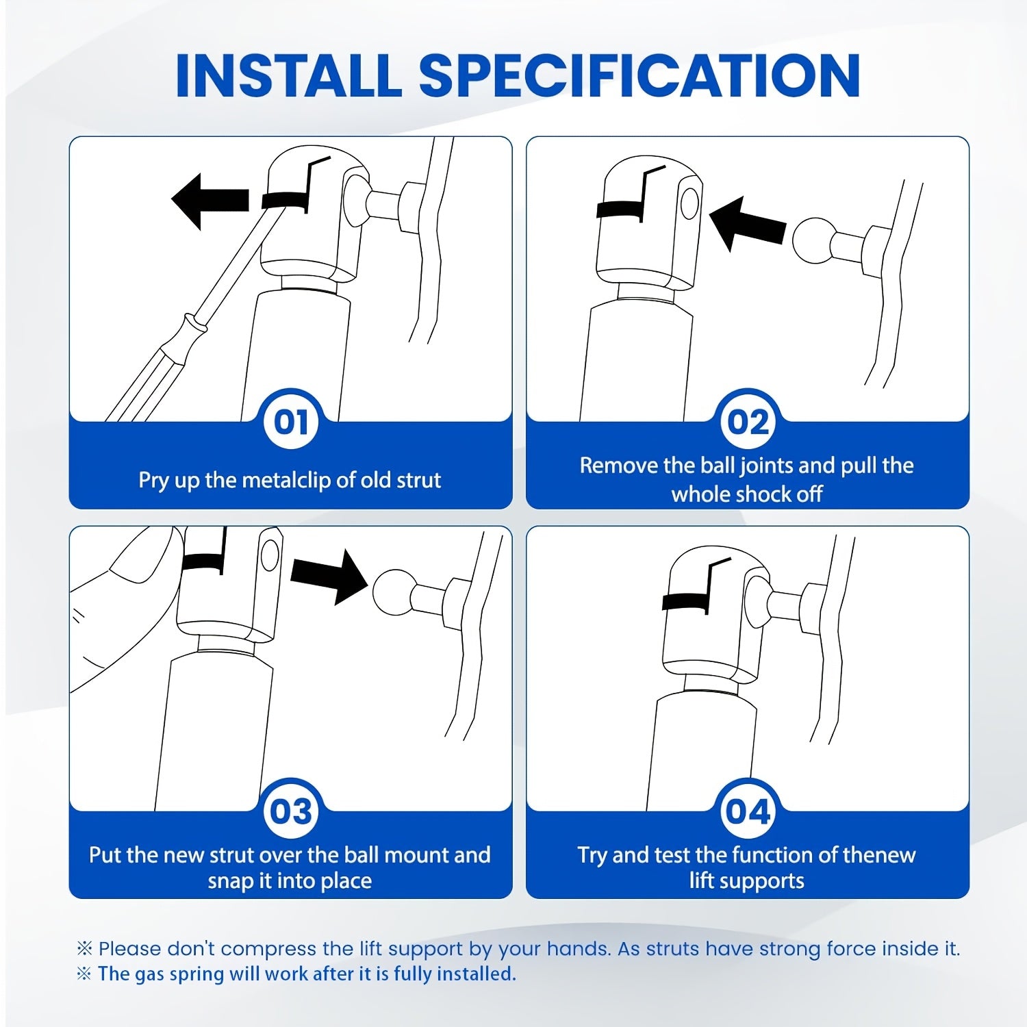 2 Pcs Metal Gas Springs For Kia Sorento Rear Trunk Lift Supports