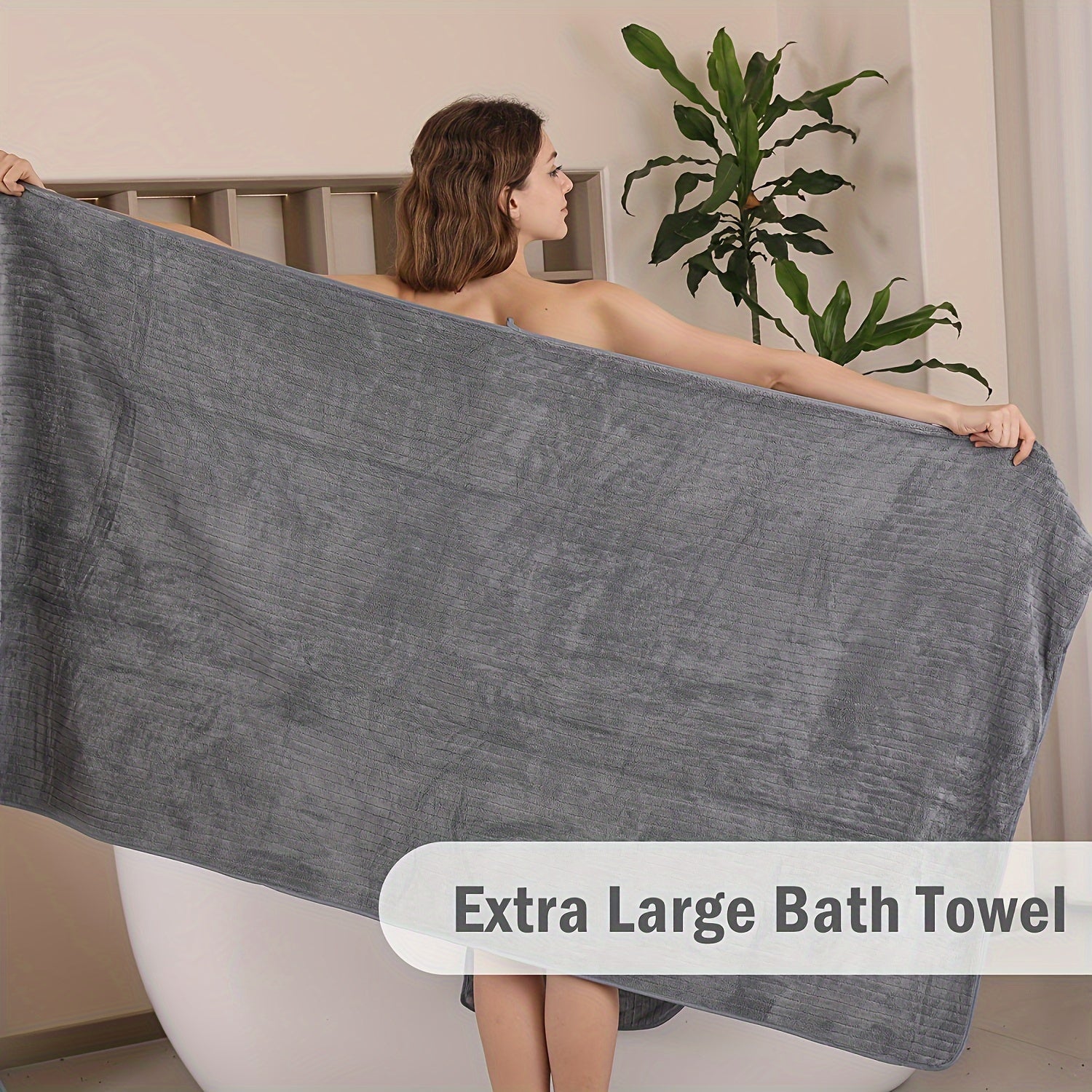 Set of 2 Oversized Microfiber Bath Towels Quick Dry Absorbent Family Use