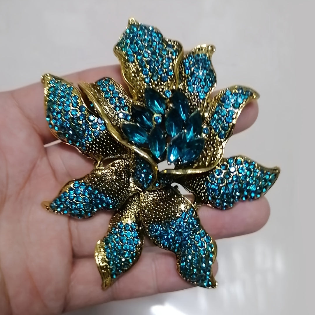 Vintage Orchid Rhinestone Brooch for Women Elegant Floral Pin Jewelry