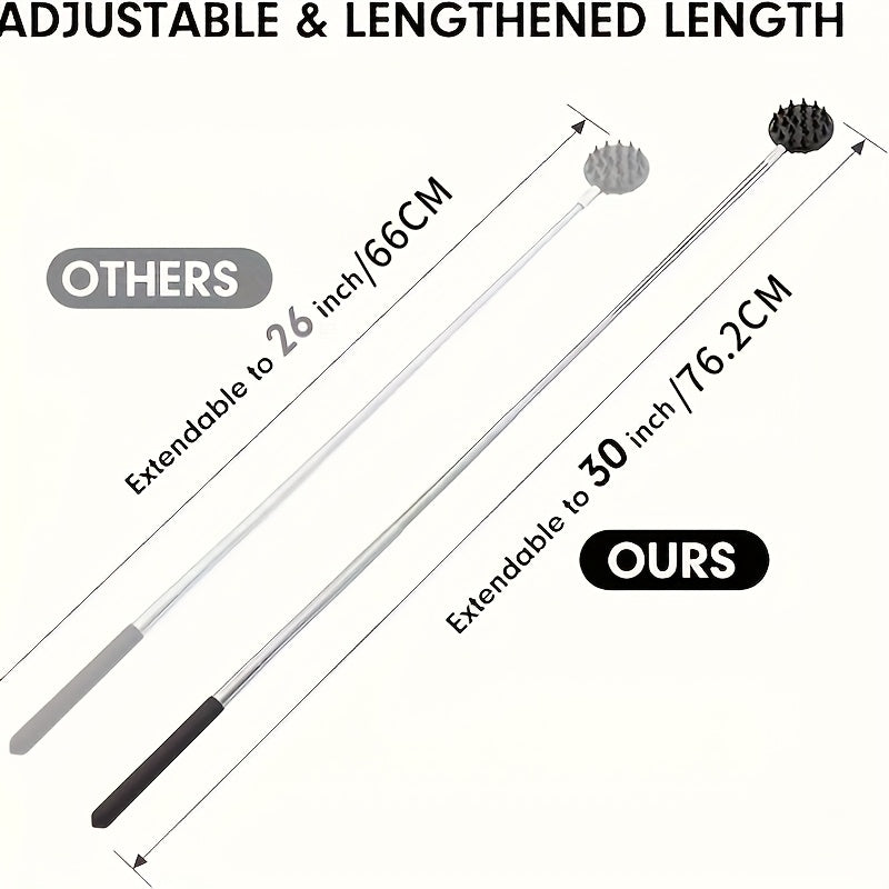 3 ta teleskopik qurilma, almashtiriladigan boshlar, ikki tomonlama skraper, metall tirnoq va burg'ulash bilan zanglamaydigan po'latdan yasalgan orqa qichqiruv to'plami. Erkaklar va ayollar uchun mos, tortib olinadigan va sozlanadigan. Ajoyib