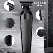 Kemei Professional Hair Clipper for Men USB zaryadlash bilan, 1500mAh Lithium batareya, 3H zaryad va 240min ishlash vaqti, 4 dona to'plam bilan qo'llanma qopqog'i va qutisi.