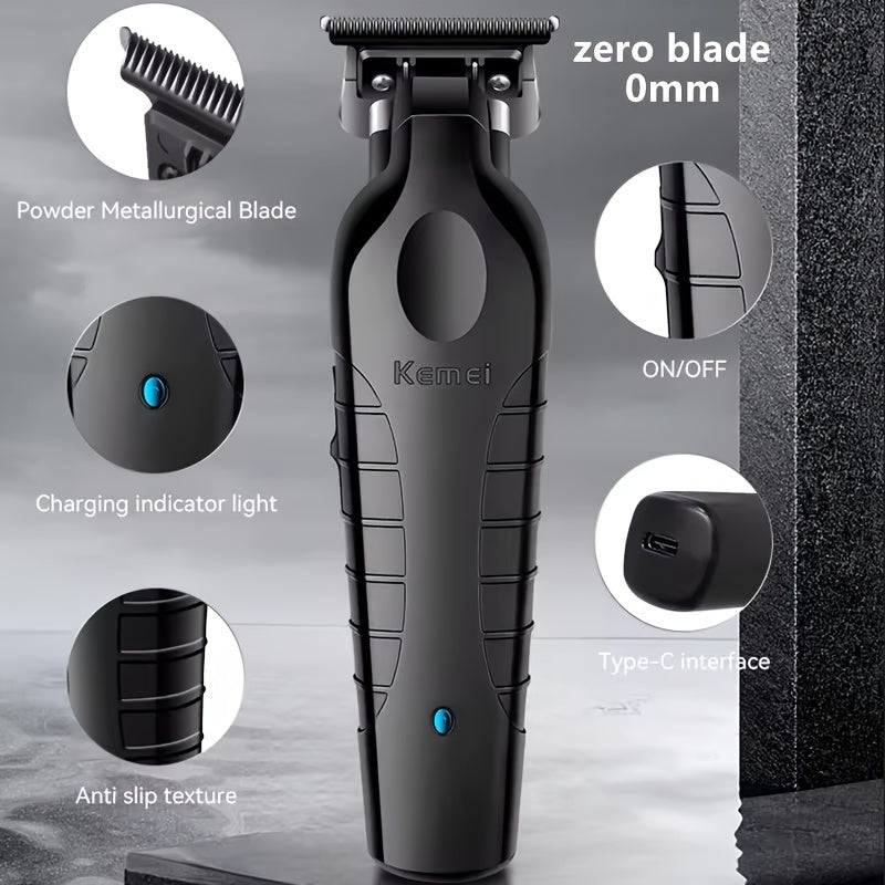 Kemei Professional Hair Clipper for Men USB zaryadlash bilan, 1500mAh Lithium batareya, 3H zaryad va 240min ishlash vaqti, 4 dona to'plam bilan qo'llanma qopqog'i va qutisi.