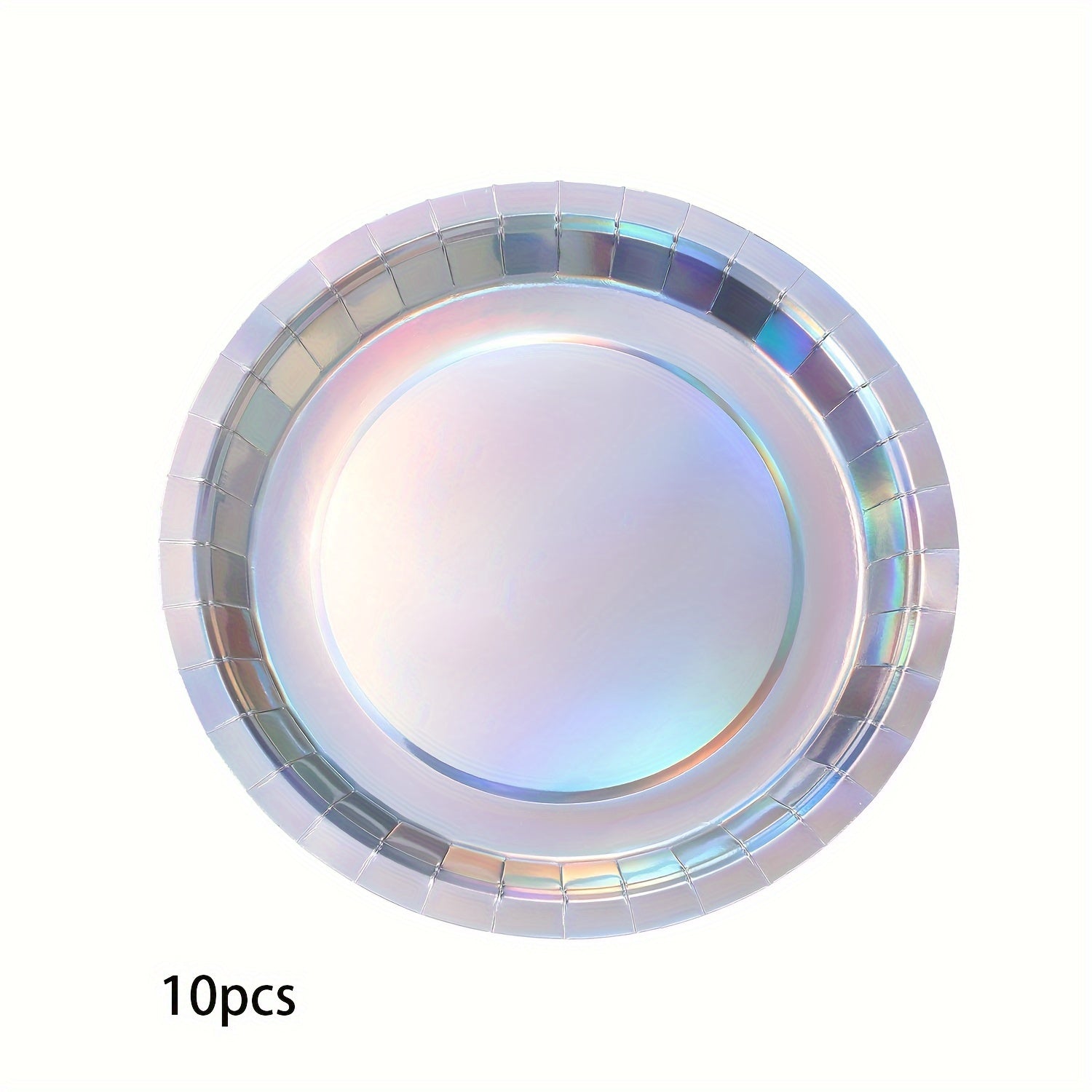 Set of 10/30 Rainbow Holographic Disposable Plates 17.78cm Round Party Dinnerware