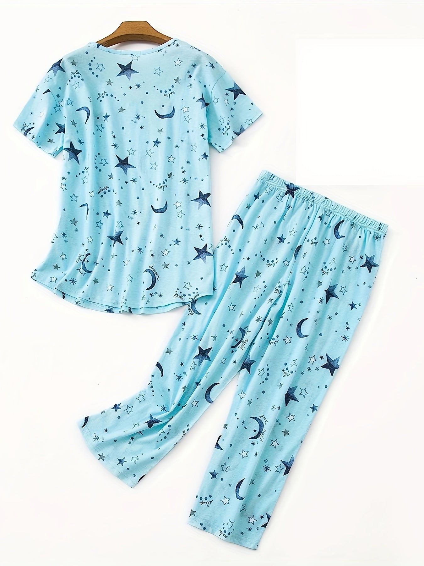 Conjunto de pantalones de manga corta y algodón casual para mujer en talla grande