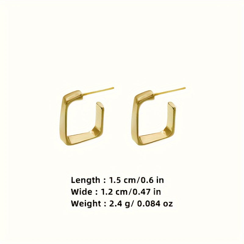 Women Geometric Rectangle Hoop Earrings Zinc Alloy Minimalist Jewelry