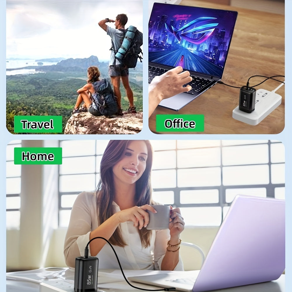 85W GaN tez zaryadlovchi PPS PD QC3.0 USB Type-C EU plagin bilan telefonlar va noutbuklar uchun