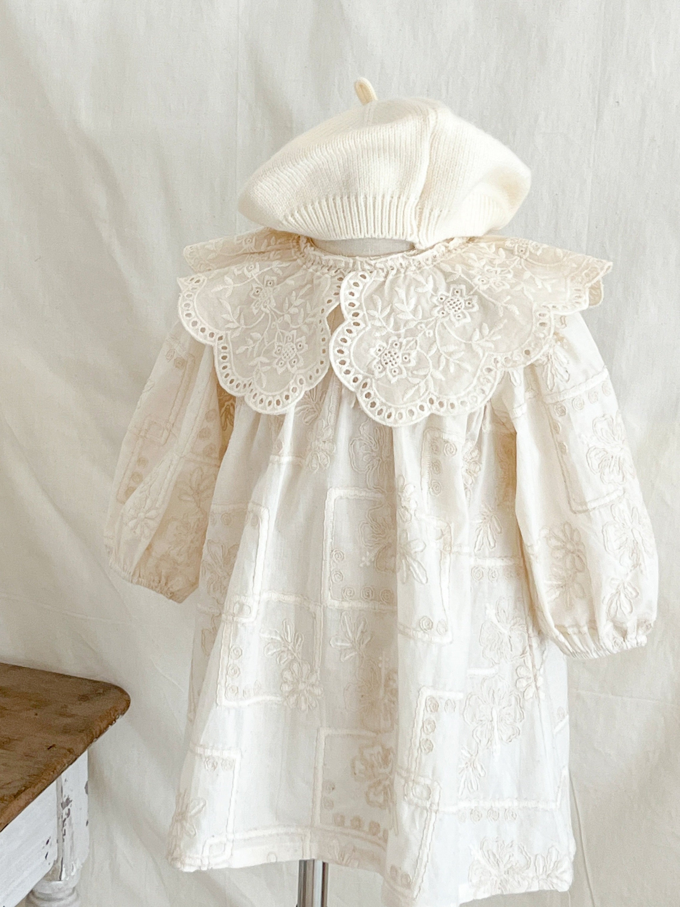 Baby Girl Dress Long Sleeve Cotton Floral Embroidery Fall Casual Midi