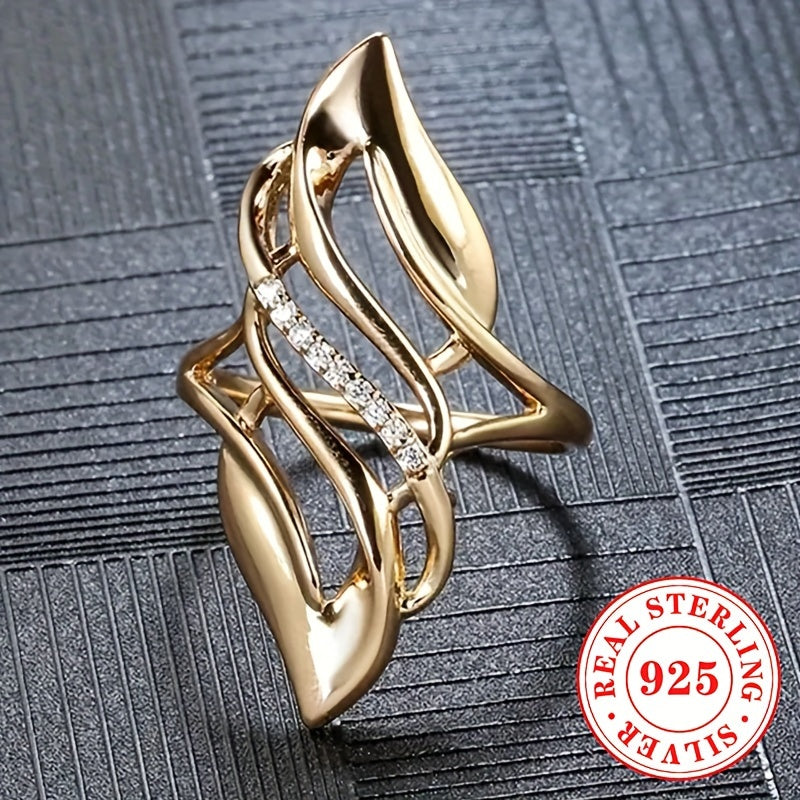 Women's Silver Ring Zircon Wings Casual Jewelry 3.4g S925 Pure Silver