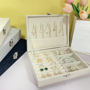 Velvet Jewelry Organizer Box with Flip Cover for Rings Necklaces and Accessories