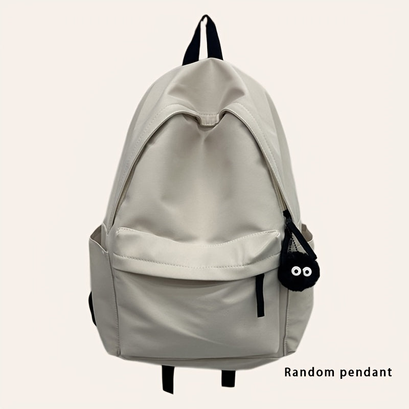 Women's Nylon Backpack with Adjustable Straps Solid Color Large Capacity Casual Bookbag