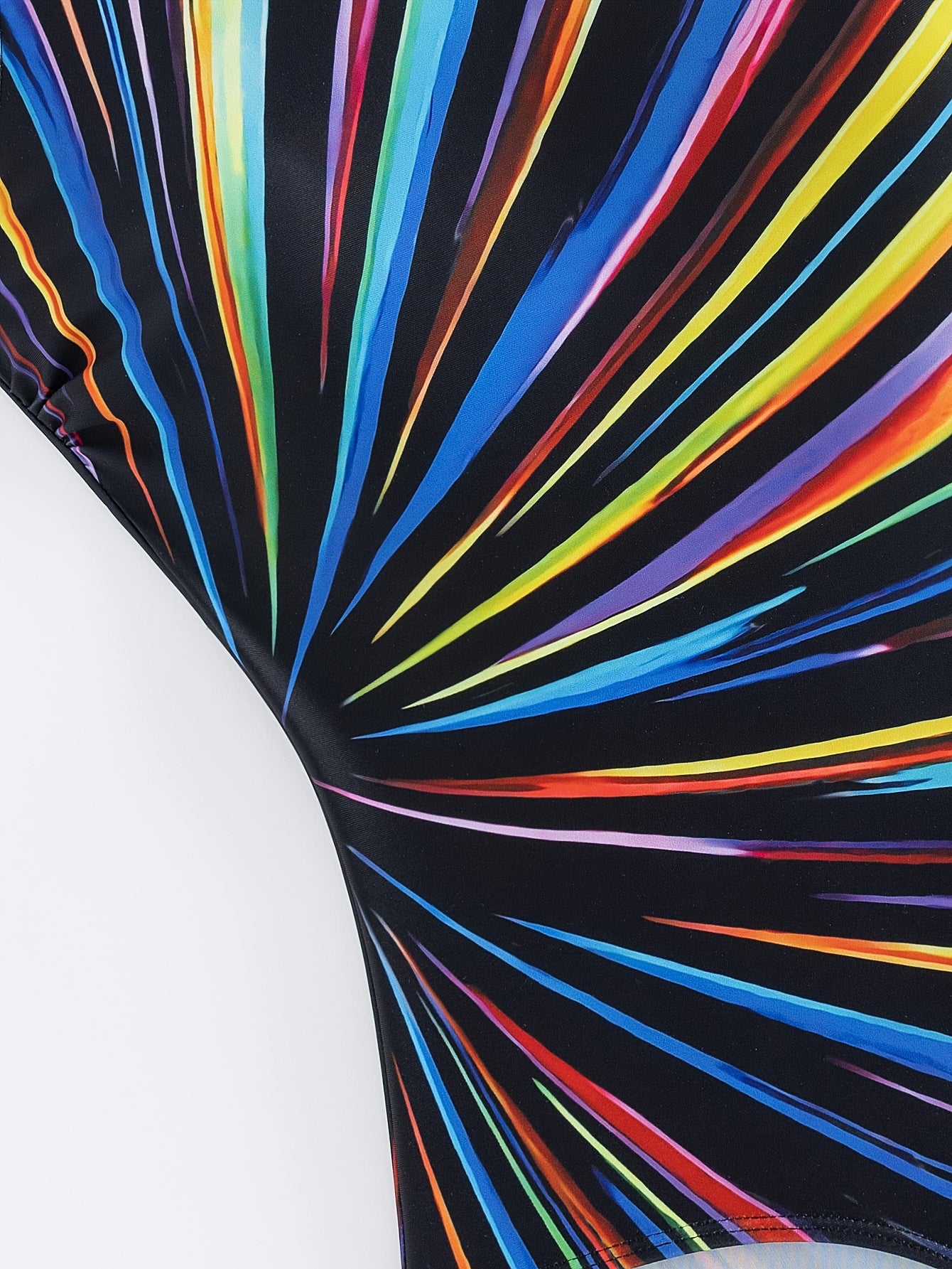 Women’s Striped One-Piece Swimsuit with Square Neck High Stretch Knit Fabric for Beach Pool