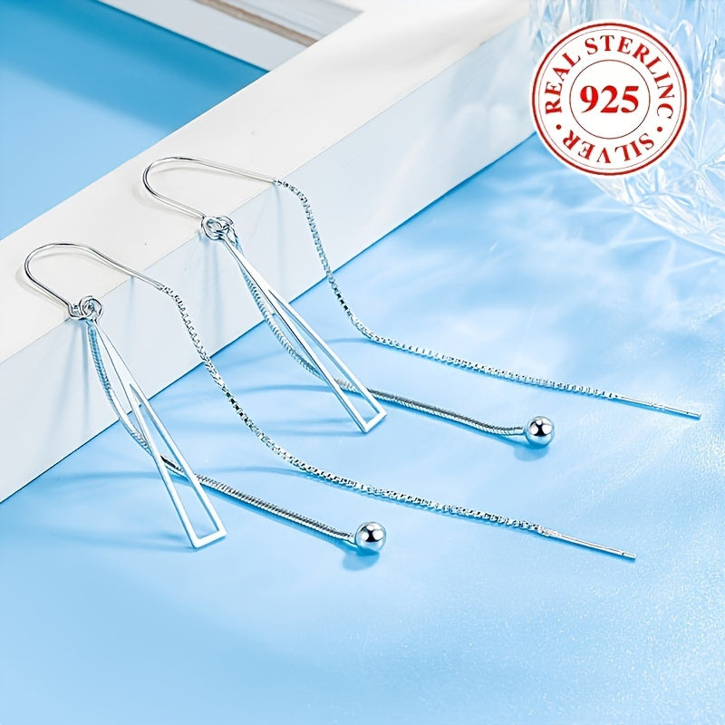 925 Sterling Silver - Gipoallergenik va Ayollarning Vintage Luks Ko'rinishi uchun Elegan Tanlov, Kundalik Kiymak va Sovg'a Berish uchun Ideal Stylish Bo'sh Uchburchak Dizayni Teshikli Sirg'alar