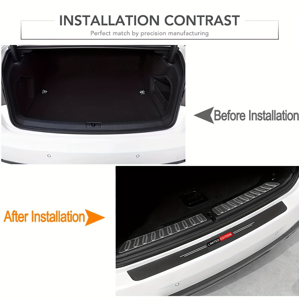 Protectores de umbral de puerta de coche de fibra de carbono 9 piezas antideslizantes, resistentes a los arañazos, ajuste universal