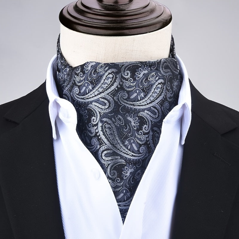 Men's Autumn Winter Double-Layer Paisley Pattern Collared Shirt Scarf for Casual Formal