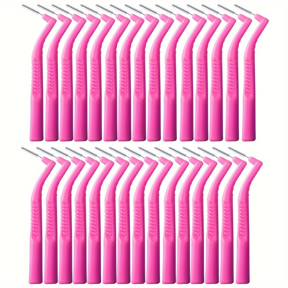 30 Pcs Angled Interdental Brushes Durable PE Ergonomic Handle Multi-Color