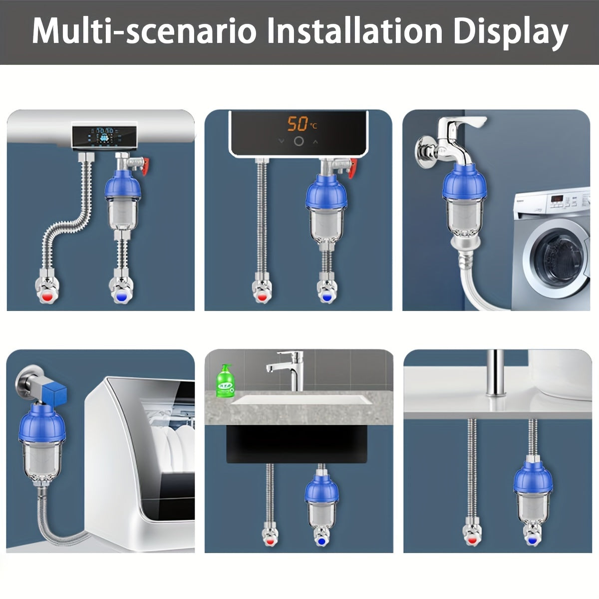 Suv isitgichi uchun zanglamaydigan po'latdan yasalgan old filtr - Bir dona, qayta ishlatiladigan aylantiriladigan cho'kindi filtri shisha shaklidagi idishda, kir yuvish mashinalari, dushlar va lavabo uchun energiya tejamkor yechim