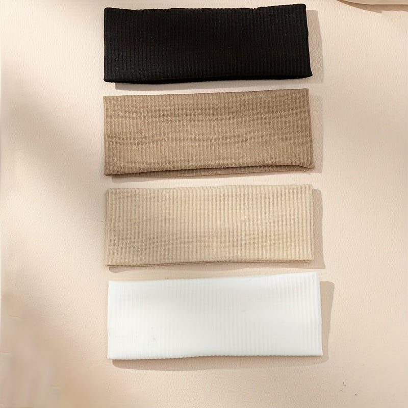 Set of Four Colorful Hair Ties for Casual and Sports Use with Sweat-Absorbing Headbands