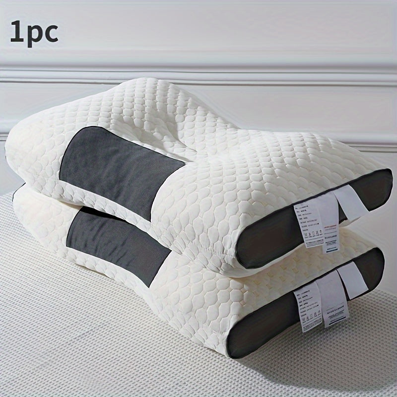 "Ergonomik 3D SPA massaji bilan ortopedik bo'yin qo'llab-quvvatlovchi yostiq - yuvilishi mumkin bo'lgan polyester tolasi, zip yopilishi, barcha mavsumlar uchun qulaylik, oq rang, suyak shaklidagi dizayn, yotoq ta'minoti"