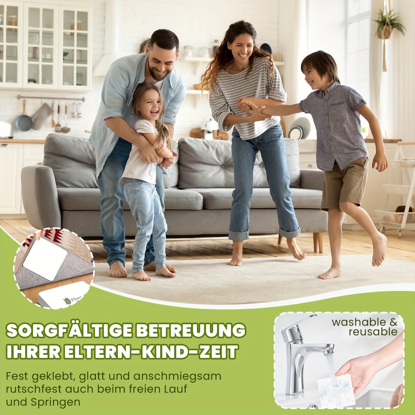 Durable Reusable Anti-Slip Carpet Stickers for Holiday Decor, Machine Washable